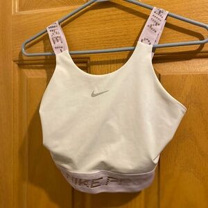 Nike White dri fit Sports Bra with Patterned Straps